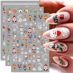 Christmas 3D Nail Stickers Santa Fawn Socks Tree Self Adhesive Nail Stickers