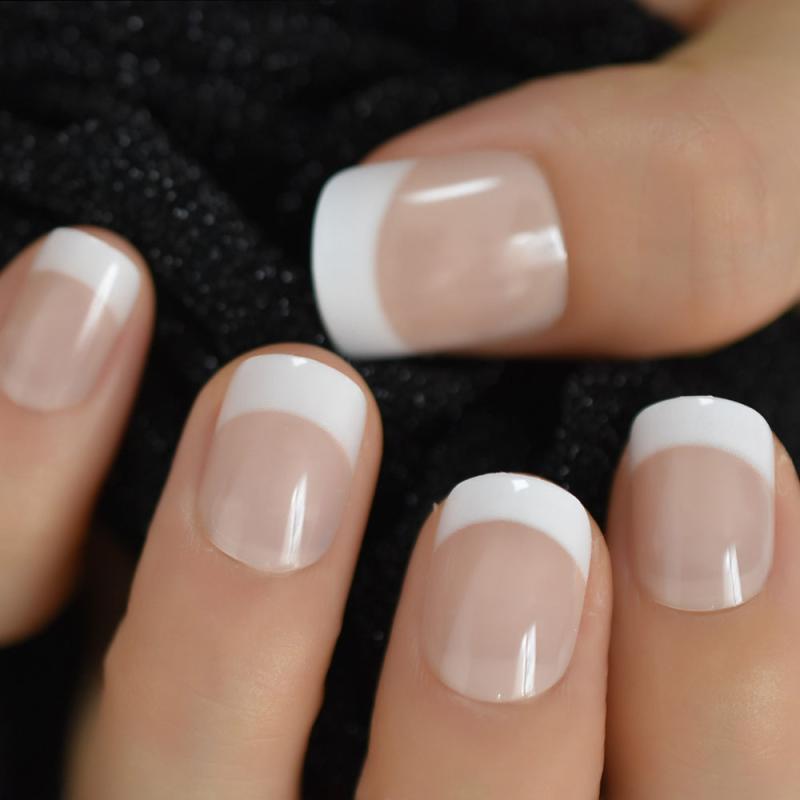100 Pcs French Nail Tips Full Coverage Short Square Press On Acrylic Nails