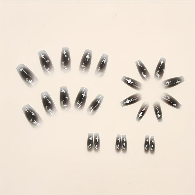 24 pcs Gradient Press On Nails Full Cover Coffin Designs Easy to Apply