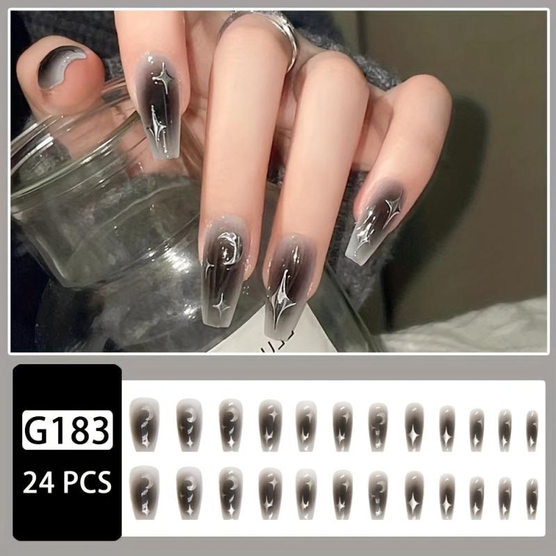 24 pcs Gradient Press On Nails Full Cover Coffin Designs Easy to Apply