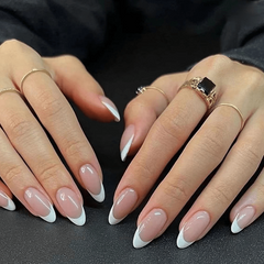 Glossy Pink Press On Nails Reusable French False Nails for Women