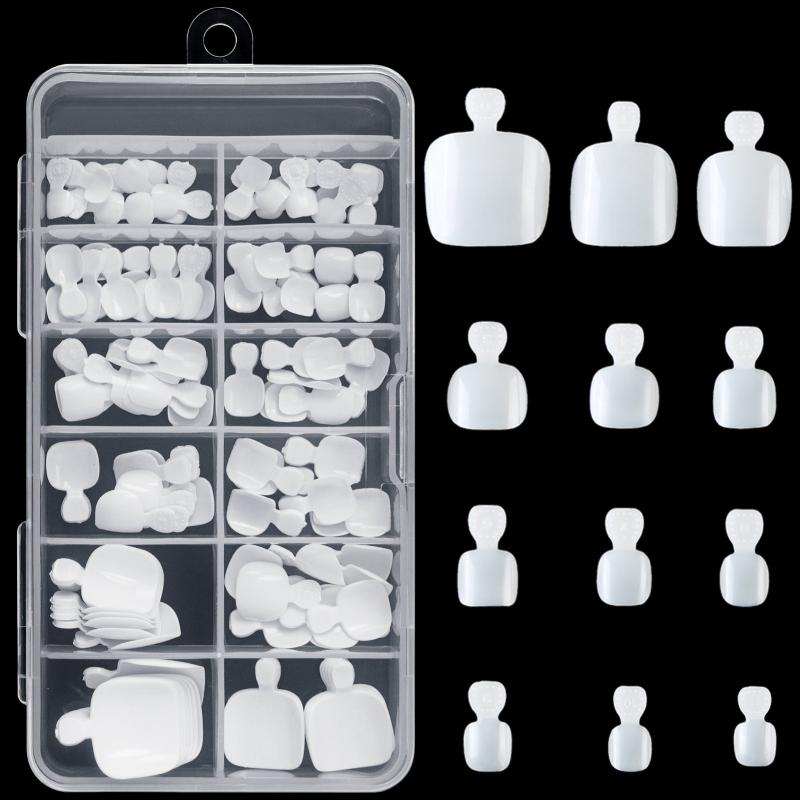 120 pcs Full Cover Clear Acrylic Toenail Tips with Box