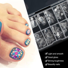 120 pcs Full Cover Clear Acrylic Toenail Tips with Box