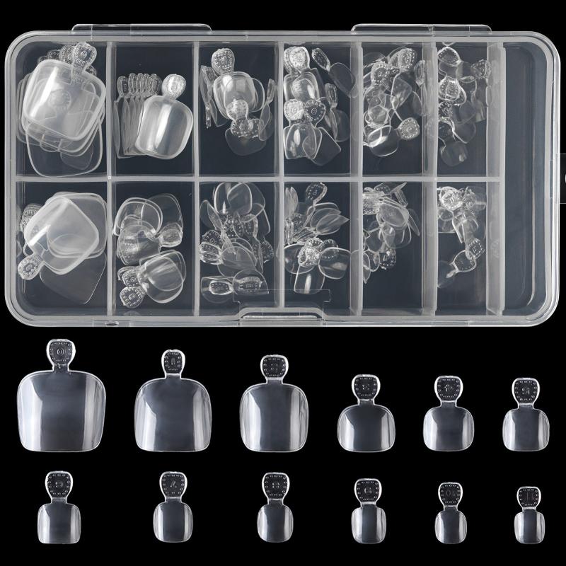 120 pcs Full Cover Clear Acrylic Toenail Tips with Box