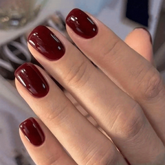 24pcs Glossy Red Press On Nails Full Coverage Short Square False Nails