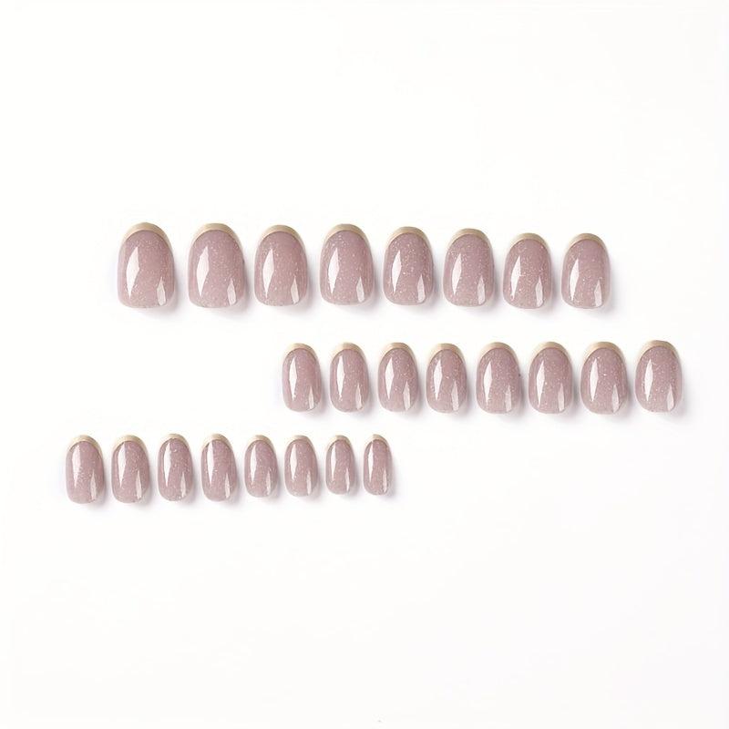 24pcs Glittery French Tips Press On Nails Acrylic Stick On Nails