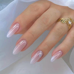 24pcs Gradient Glitter Press On Nails for Women Glossy False Nails
