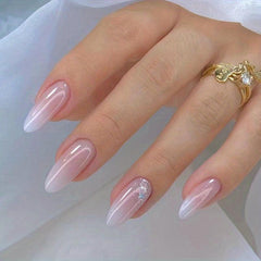 24pcs Gradient Glitter Press On Nails for Women Glossy False Nails