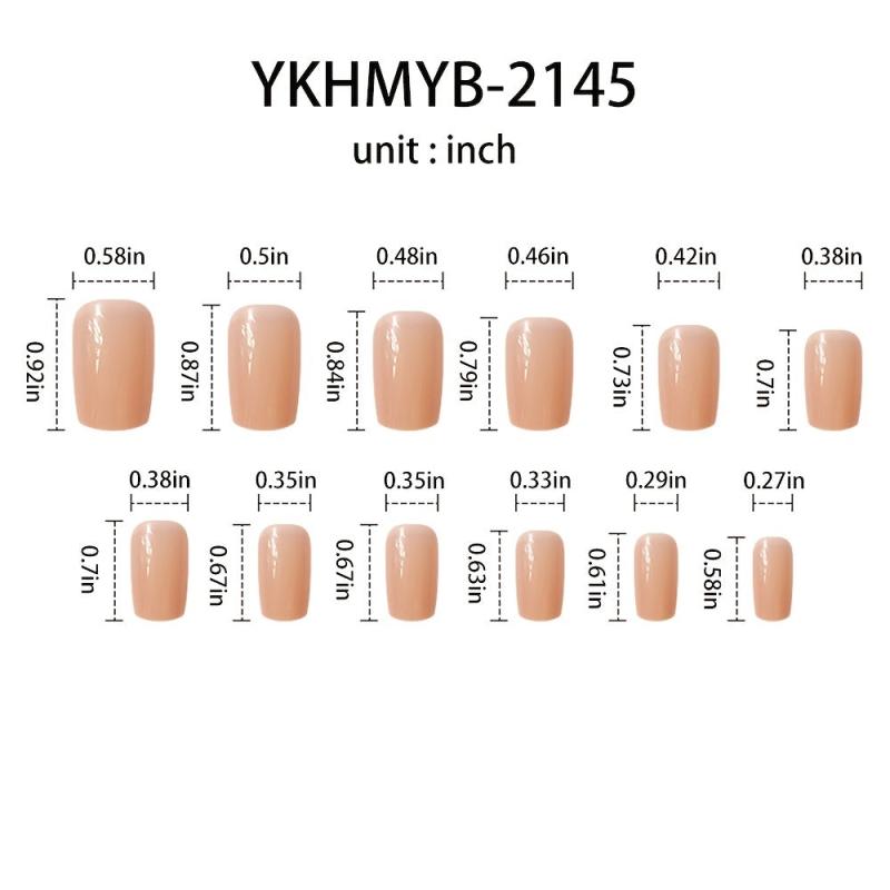 24 pcs Glossy Square Press On Nails Long Lasting False Nails with Line