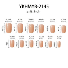 24 pcs Glossy Square Press On Nails Long Lasting False Nails with Line