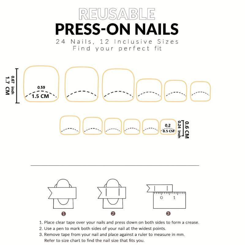 24pcs Glossy Red Square Press On Toe Nails with Glue Stick and Nail File