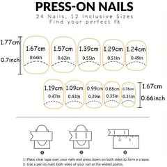 24 pcs Nude Pink French Tip Square Stick On Nails Easy to Apply Acrylic