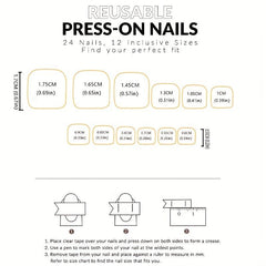 24pcs Glossy French Tip Press On Toenails for Summer Parties
