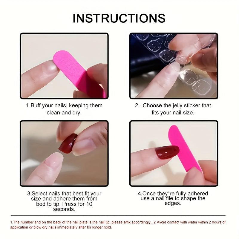 24pcs Red Full Coverage Short Square False Nails For Women