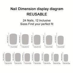 24pcs Red Full Coverage Short Square False Nails For Women