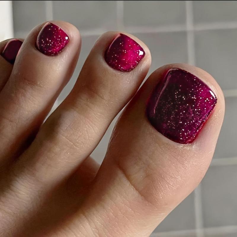 24Pcs Glitter Artificial Toe Nails w/ Tabs & File Stick - Solid Color