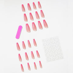 Rose Pink Press On Nails Long Coffin Ballerina False Nail