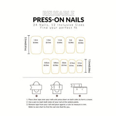 24pcs Leaves French Tip Press On Nails Nude Pink