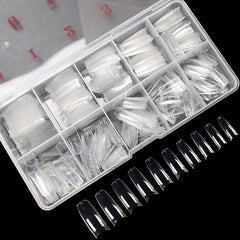 500 Clear French Acrylic Nail Tips Half Cover Coffin False Nails