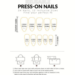 24pcs Pink Glitter Almond Press On Nails Medium Length False Nails