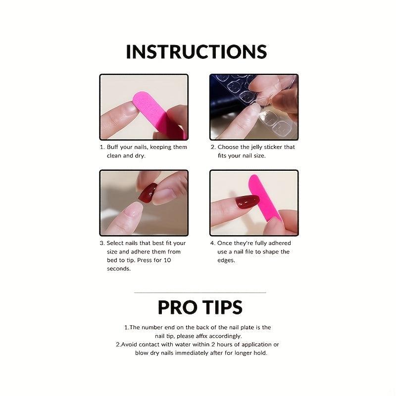 24pcs Nude Pink Glitter Heart False Nails for Women Square Full Cover Medium