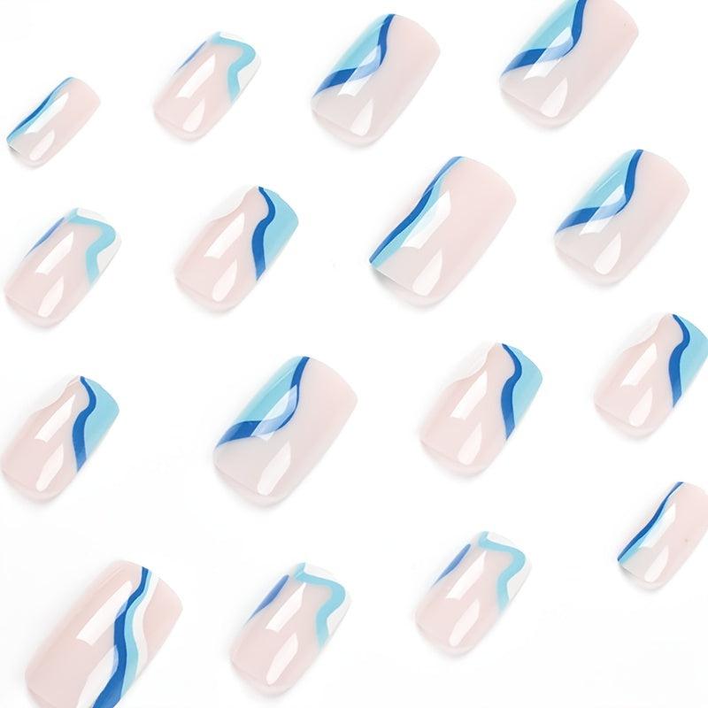 24pcs Short Square Press On Nails Easy to Apply and Remove
