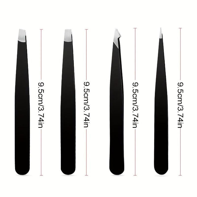 4pcs Stainless Steel Eyebrow Tweezers with Case