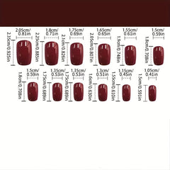 24pcs French Tip Press On Nails with Glitter Heart Medium Square False Nails
