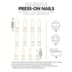 24pcs Plaid Ballerina Press On Nails with Rhinestones Long Length False Nails