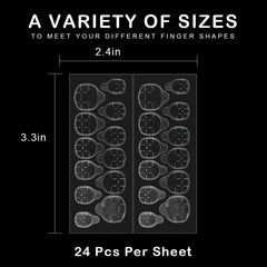 24pcs Pearl Rhinestone French Tip Press On Nails Medium Almond Size