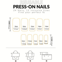 24pcs Glossy Pink Press On Nails Full Cover False Nails