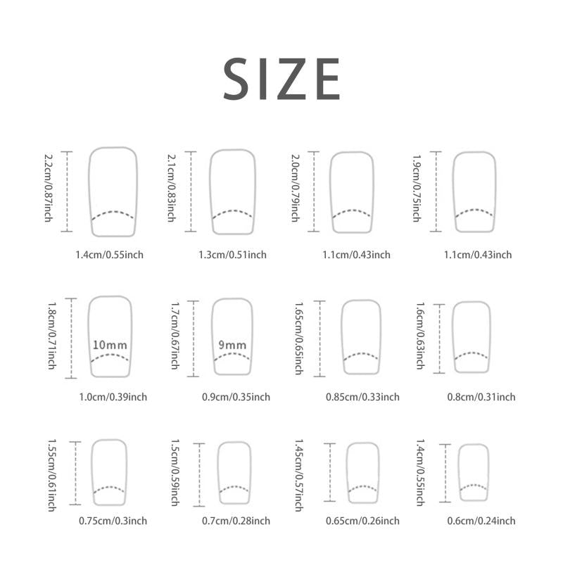 24 pcs Glossy Press On Nails with 3D Rhinestones - Easy to Apply and Remove