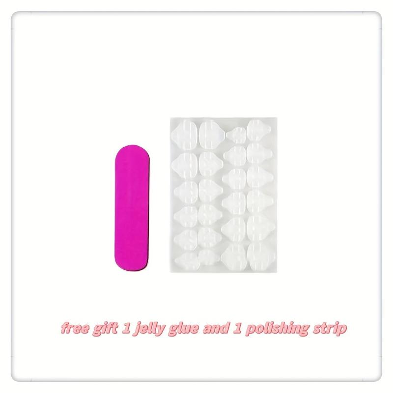 Fluorescent Green Tip Coffin False Nails Press On Glossy Acrylic Pink