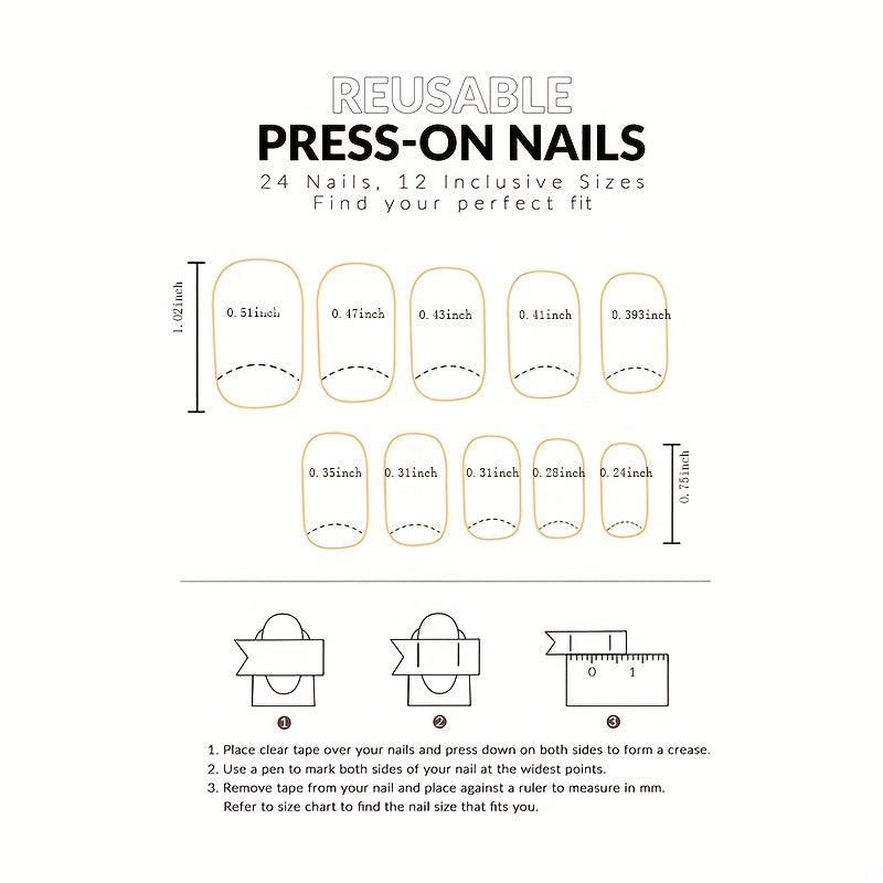 Pink Square Glitter Rhinestone Press On Nails for Women and Girls