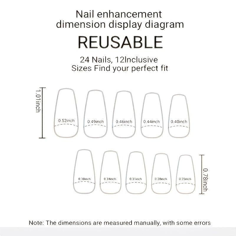 24 pcs Square French Tip Press On Nails Full Cover Artificial Nails