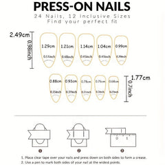 24pcs Long Almond Shape Nail Art Set with Flowers & Graffiti for Parties Dances