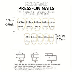 24pcs Nude Pink Press On Nails French Edge Flower Rhinestone False Nails