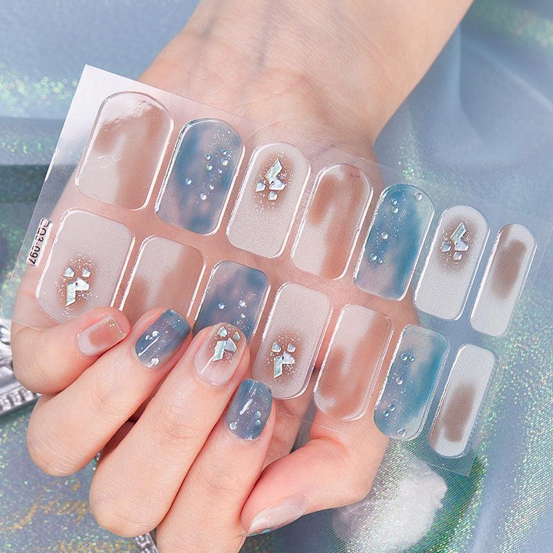 3D Laser Nail Strips Full Wraps Self Adhesive Nail Art Decal Strip With Glitter