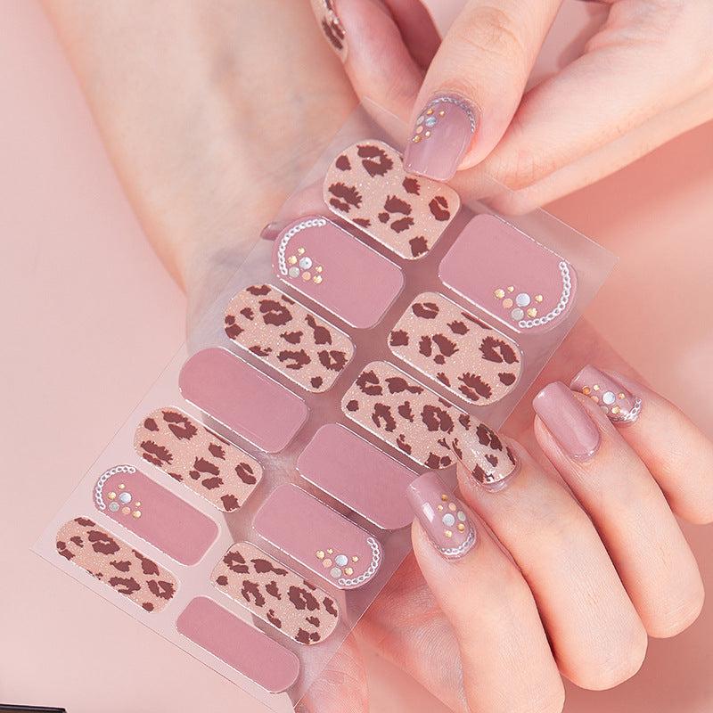 3D Laser Nail Strips Full Wraps Self Adhesive Nail Art Decal Strip With Glitter