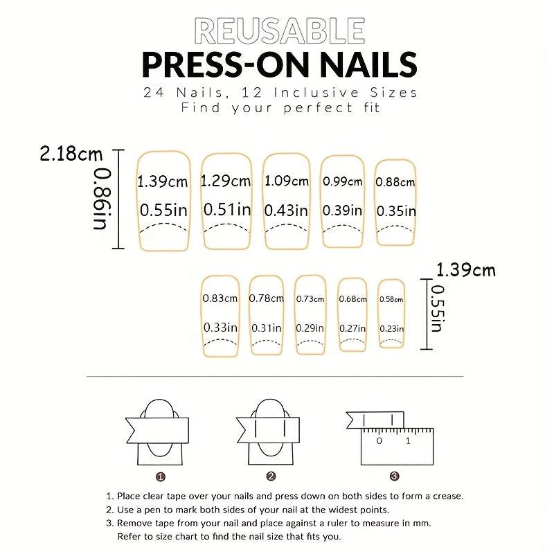 Colorful Glitter Swirl Line Press On Nails with Rhinestone False Nails