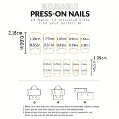 Colorful Glitter Swirl Line Press On Nails with Rhinestone False Nails