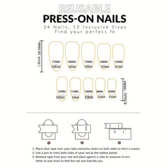 24pcs Green Sequins Press On Nails Long French Acrylic False Nails