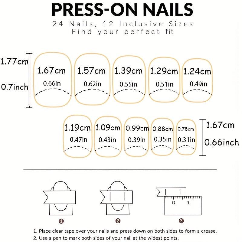 24pcs Christmas French Wine Red Glossy Press On Nails Short Square Designs