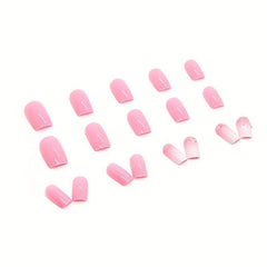 24pcs Pink Ombre Bling Sequins Coffin Press On Nails for Women