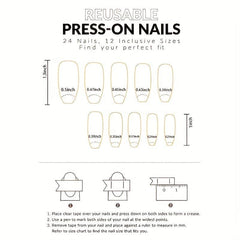 24pcs Glossy French Tip Ballerina Press On Nails, Cloud Long Full Cover Fals