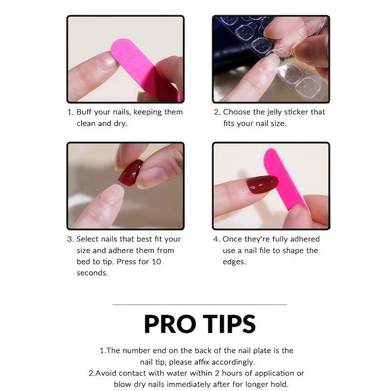 24 pcs Milk Heart Acrylic Press On Nails Medium Square False Nails Set