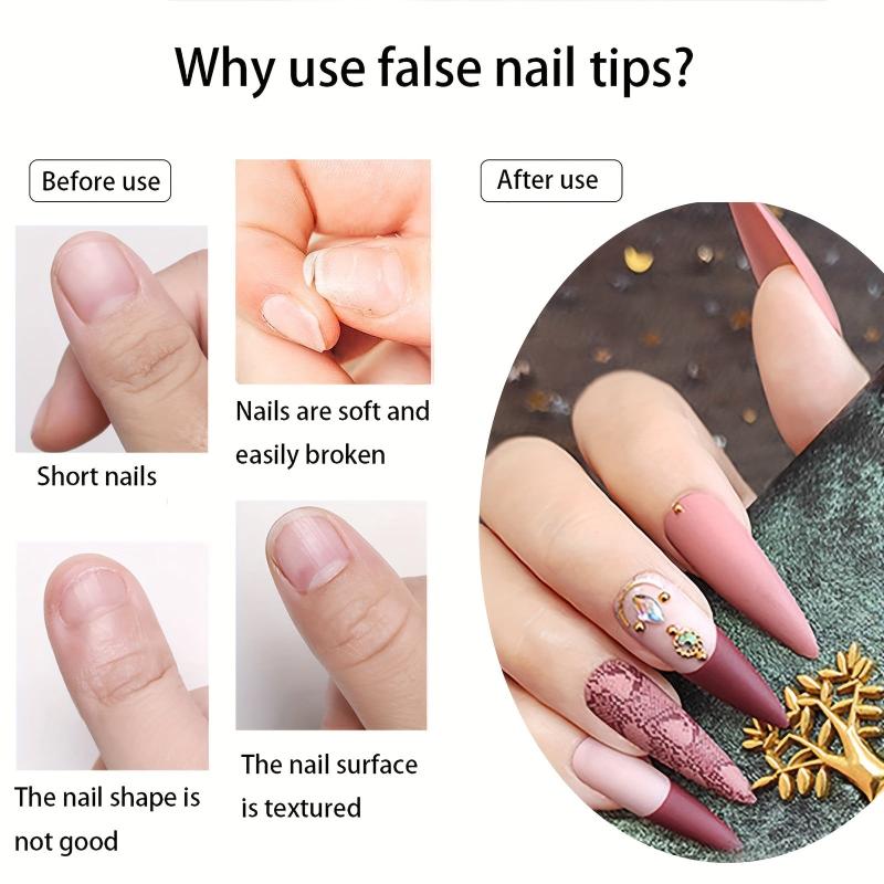 120pcs Long Stiletto Gel Nail Tips for Nail Extension