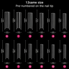 240 PCS Square Nail Tips Extra Long C Curve Nail Tips