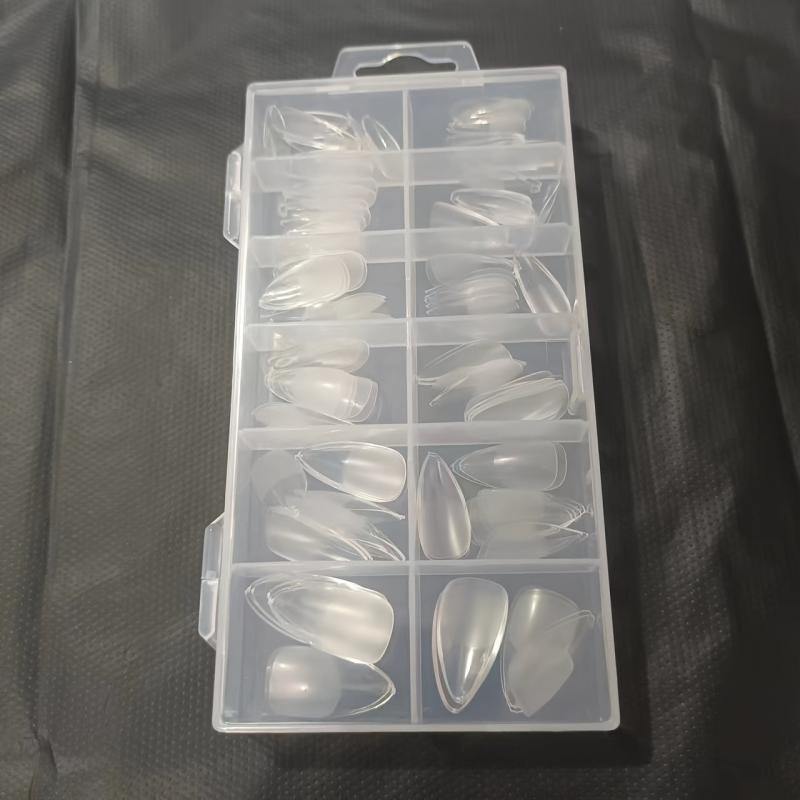 120pcs Soft Gel Nail Tips Half Matte Clear Almond Shaped For Nail Extension