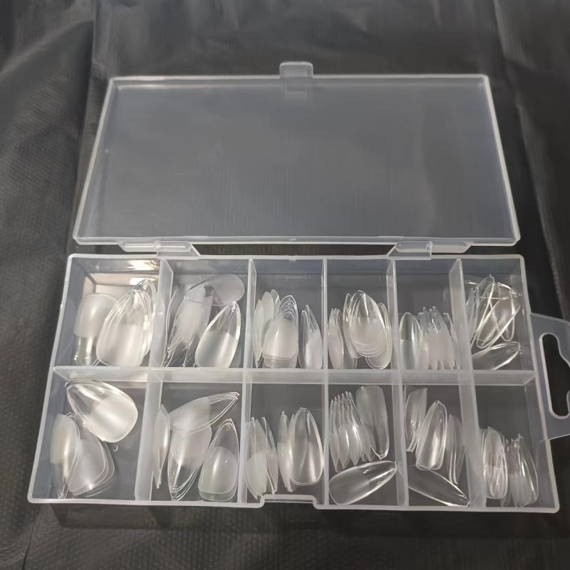 120pcs Soft Gel Nail Tips Half Matte Clear Almond Shaped For Nail Extension